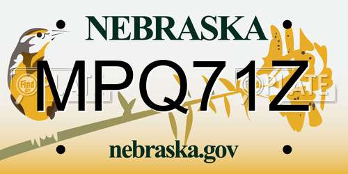 MPQ71Z Nebraska License Plate