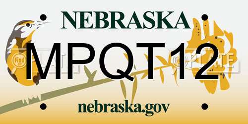 MPQT12 Nebraska License Plate