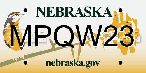MPQW23 Nebraska License Plate