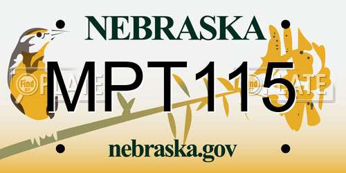 MPT115 Nebraska License Plate
