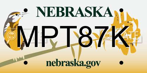 MPT87K Nebraska License Plate