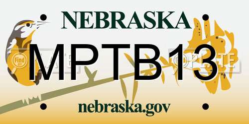 MPTB13 Nebraska License Plate
