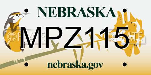 MPZ115 Nebraska License Plate