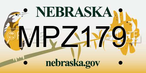 MPZ179 Nebraska License Plate