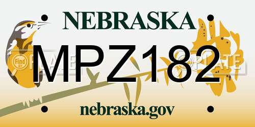 MPZ182 Nebraska License Plate