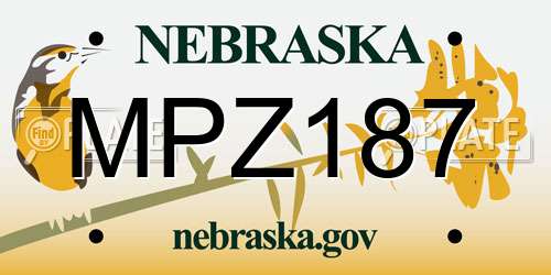 MPZ187 Nebraska License Plate