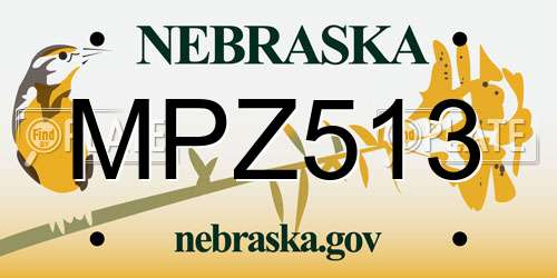 MPZ513 Nebraska License Plate