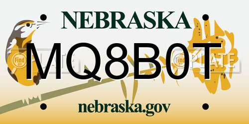 MQ8B0T Nebraska License Plate