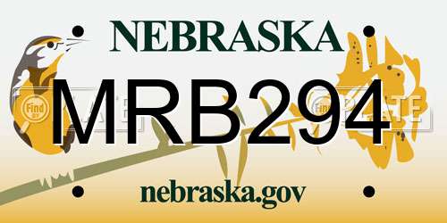 MRB294 Nebraska License Plate