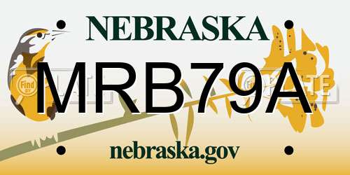 MRB79A Nebraska License Plate