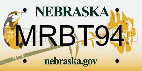 MRBT94 Nebraska License Plate