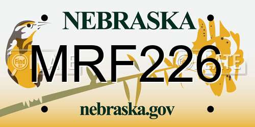 MRF226 Nebraska License Plate