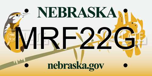 MRF22G Nebraska License Plate