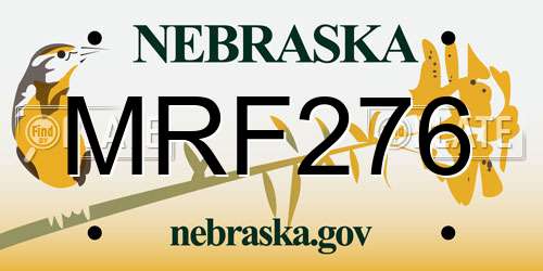 MRF276 Nebraska License Plate