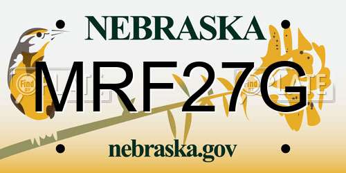 MRF27G Nebraska License Plate