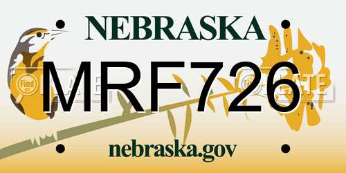 MRF726 Nebraska License Plate