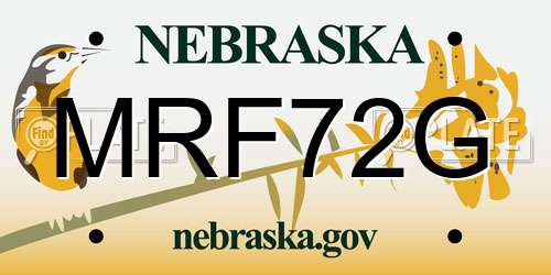 MRF72G Nebraska License Plate