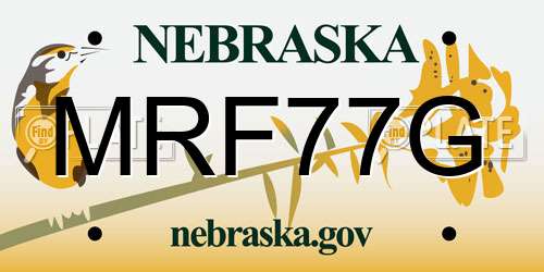 MRF77G Nebraska License Plate