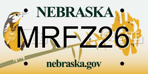 MRFZ26 Nebraska License Plate