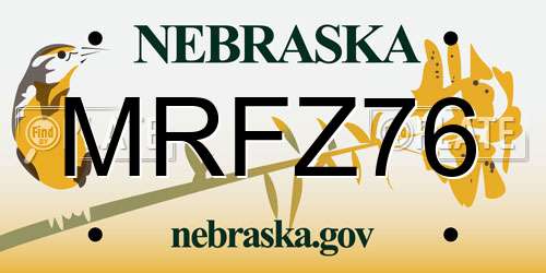 MRFZ76 Nebraska License Plate