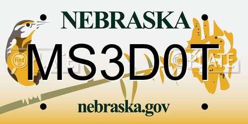 MS3D0T Nebraska License Plate