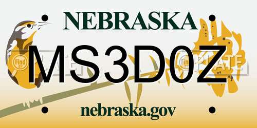 MS3D0Z Nebraska License Plate
