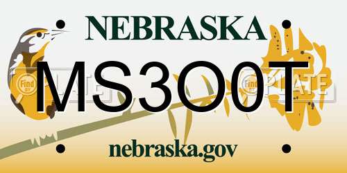 MS3O0T Nebraska License Plate