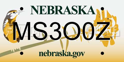 MS3O0Z Nebraska License Plate