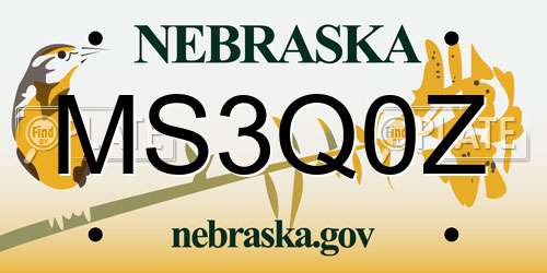 MS3Q0Z Nebraska License Plate