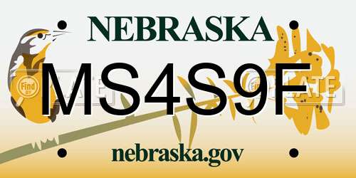 MS4S9F Nebraska License Plate