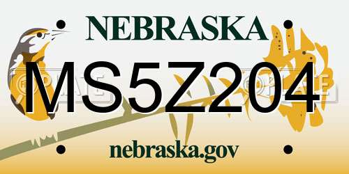 MS5Z204 Nebraska License Plate