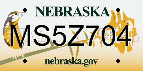MS5Z704 Nebraska License Plate