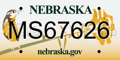 MS67626 Nebraska License Plate