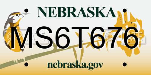 MS6T676 Nebraska License Plate
