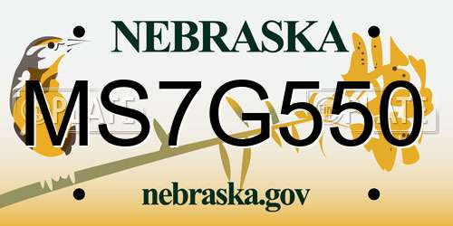 MS7G550 Nebraska License Plate