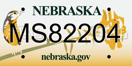 MS82204 Nebraska License Plate