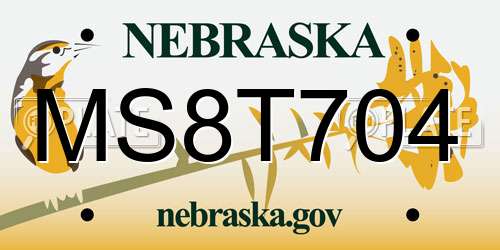 MS8T704 Nebraska License Plate