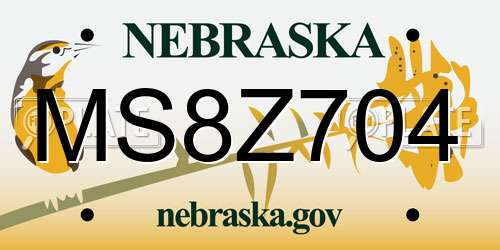 MS8Z704 Nebraska License Plate