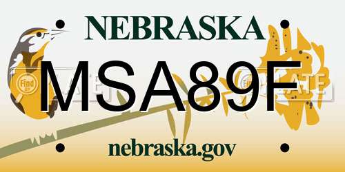 MSA89F Nebraska License Plate