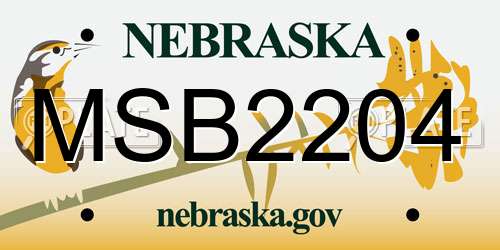 MSB2204 Nebraska License Plate