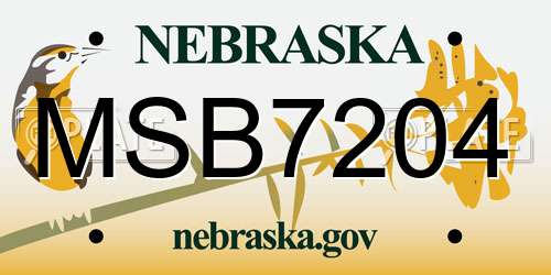 MSB7204 Nebraska License Plate