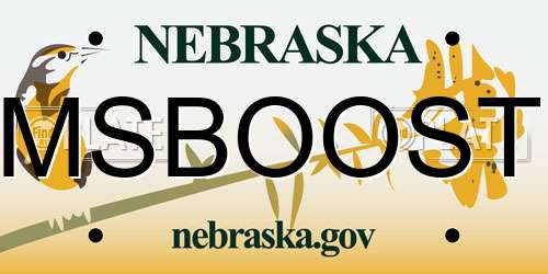 MSBOOST Nebraska License Plate