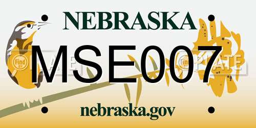 MSE007 Nebraska License Plate