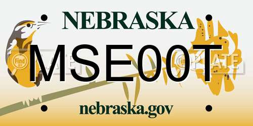 MSE00T Nebraska License Plate