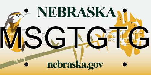 MSGTGTG Nebraska License Plate