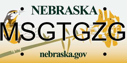 MSGTGZG Nebraska License Plate