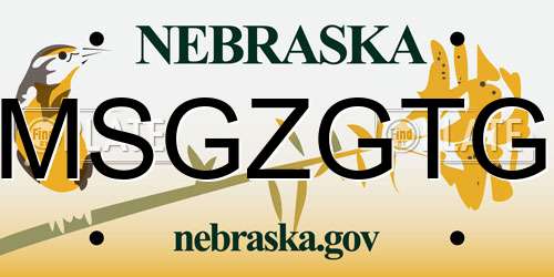MSGZGTG Nebraska License Plate