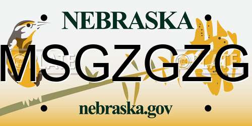 MSGZGZG Nebraska License Plate