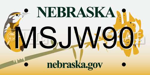 MSJW90 Nebraska License Plate