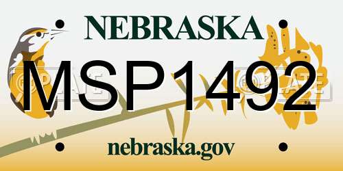 MSP1492 Nebraska License Plate